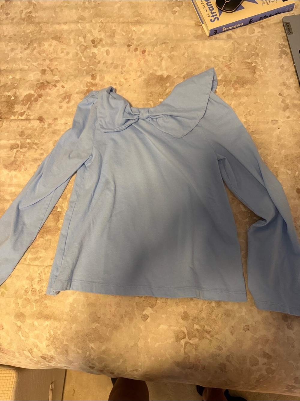 Janie and Jack Light Blue Long Sleeve Top with Ruffle Collar